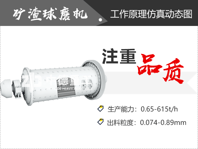 筒體旋轉(zhuǎn)，物料在礦渣球磨機內(nèi)部逐漸被粉磨
