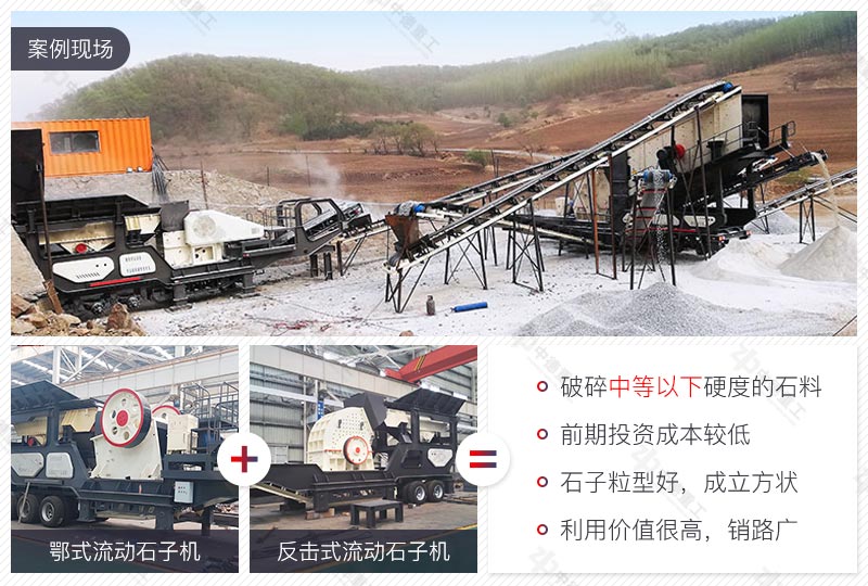 鄂式流動石子機+反擊式流動石子機作業(yè)現場圖